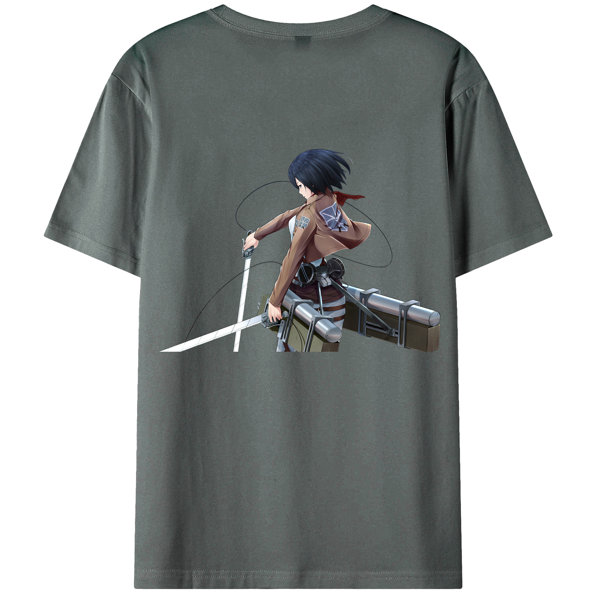 （画像用） 進撃の巨人 ミカサ·アッカーマン Attack on Titan Mikasa Ackerman 綿100％半袖Tシャツ（背面プリント）